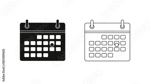 Two calendar icons one filled and one outlined representing scheduling and dates