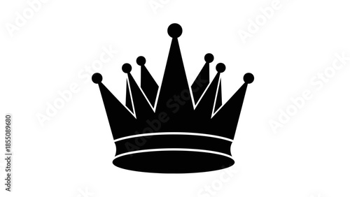A simple black silhouette of a regal crown with ornate details