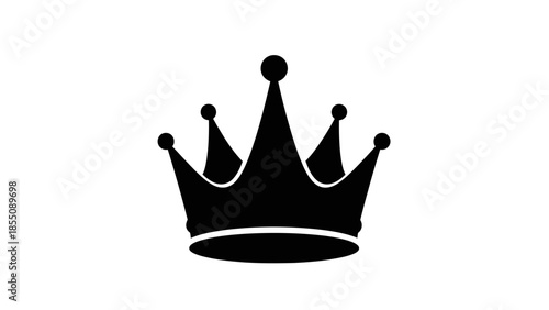 A simple black silhouette of a regal crown with prominent points
