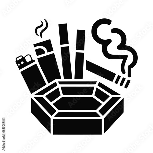 Cigarette butts and lighter in ashtray