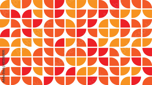 Vibrant orange and red geometric pattern with circles