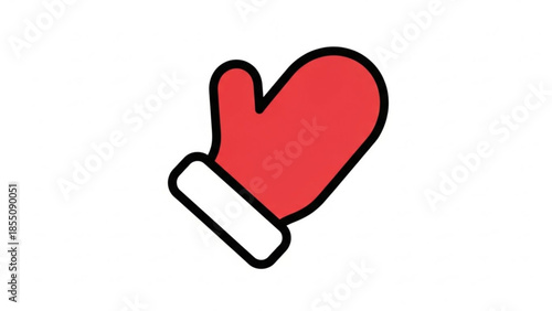 Red heart shaped mittens isolated on white background, symbolizing love and warmth in winter