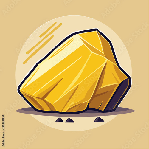 Illustration of a golden nugget with a cartoonish style and thick black outlines.