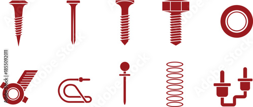Minimal charging and battery icon set with wireless charger, cable, plug and power symbols, modern energy technology illustration