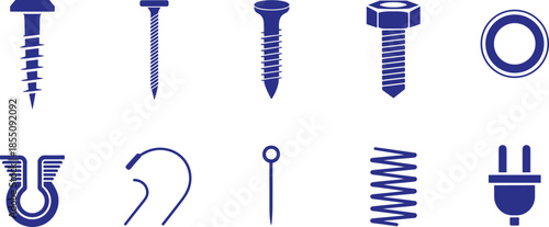 Minimal charging and battery icon set with wireless charger, cable, plug and power symbols, modern energy technology illustration