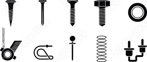 Minimal charging and battery icon set with wireless charger, cable, plug and power symbols, modern energy technology illustration