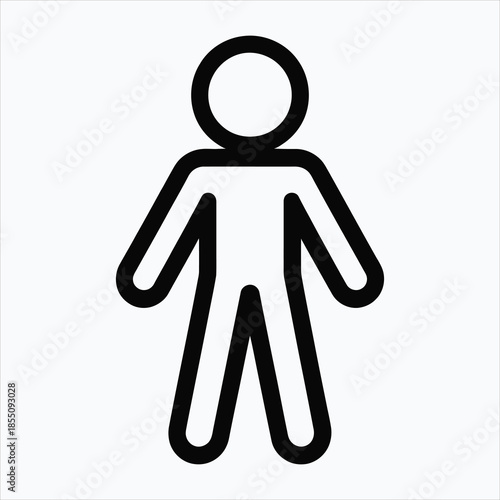 A clear black outline depicting a basic human figure icon on a plain white background