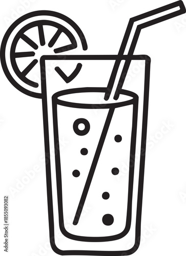 A simple line drawing of a refreshing glass of citrus beverage