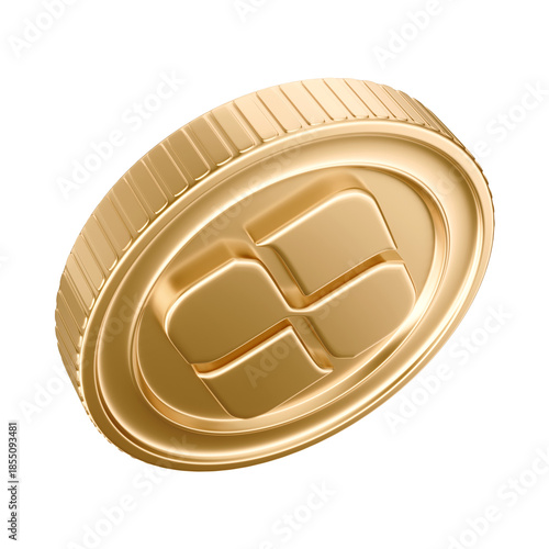 3D Element - Gold Coin with Pix Symbol - Isolated Background