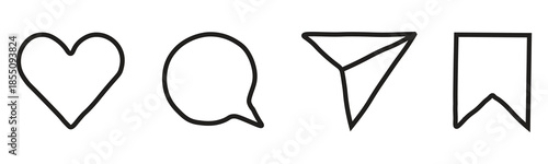 Essential social media interaction icons for liking, commenting, sharing, and saving content