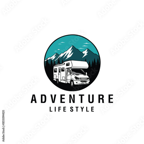 Adventure Lifestyle Camper Van Logo Illustration
