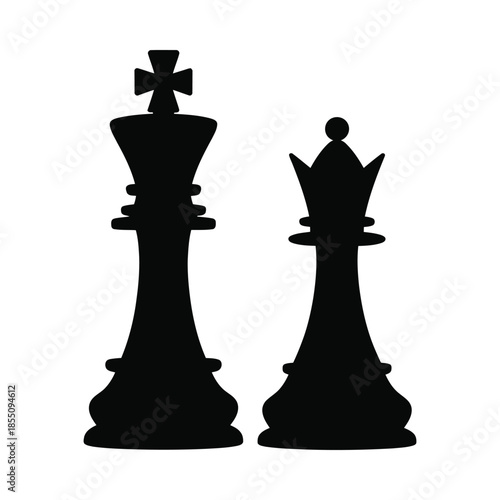 King and queen chess pieces silhouette