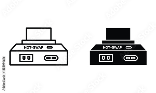 Hot swap device illustration with white and black background