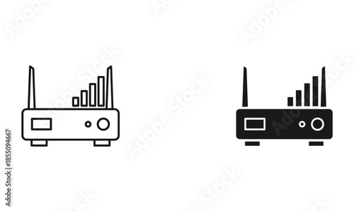 Simple line art router icons with signal bars