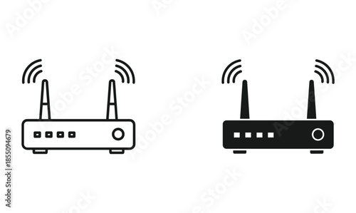 Wireless router icon set with dual antenna