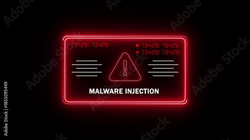  malware injection Alert. Warning security breach computer hacking warning message hacked Warning symbol on the screen privacy protection data hacking malware virus Danger sign.4k video
