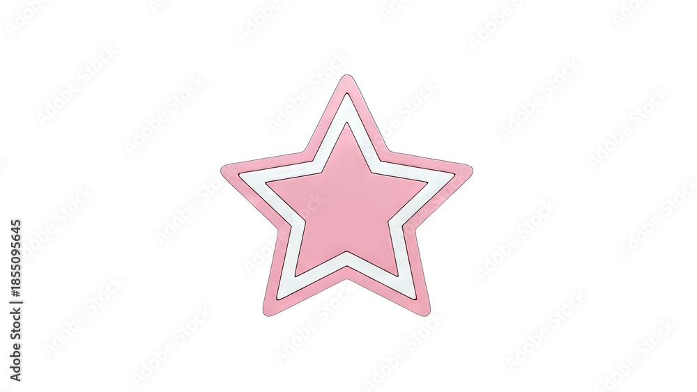 Fototapeta premium 3D Pink double star shape with white outline on transparent background