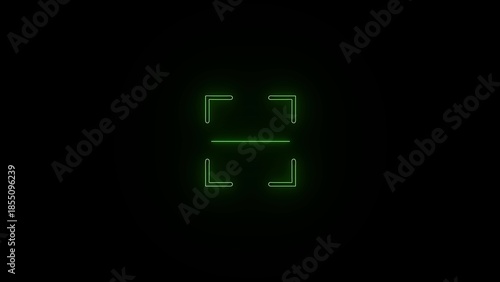 Biometric neon scan symbol with fingerprint animation representing digital identity and security interface concept