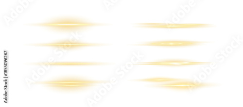Bright curved gold glowing line with magical radiant effect, soft luminous halo, and sparkling highlights perfect for game UI elements, fantasy visual effects, and transparent PNG decorative overlays
