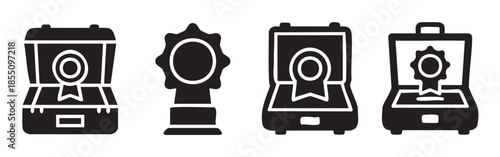 These award medals and trophies represent achievement and success, symbolizing victory, quality, and prestigious recognition in various fields.