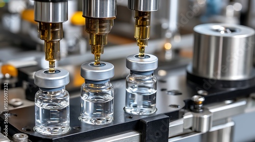 Advanced Pharmaceutical Filling Process with Glass Vials and Precision Equipment