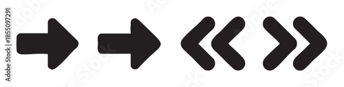 Black arrow icons representing direction and navigation symbols are displayed in a modern, minimalist vector illustration for user interface design.