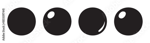 Four black cartoon eyes with varying white highlights are arranged in a row, creating a simple and expressive graphic design element.
