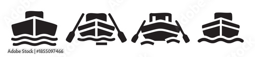 Boat and ship icons representing various watercrafts and maritime transport, perfect for navigation, travel, and aquatic adventure designs.