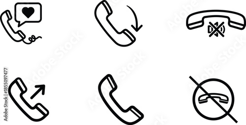 telephone icons with various symbols and gestures  communication signs