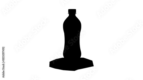 A black silhouette of a plastic bottle on a white background.