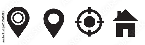 Location navigation home target map pin icons are essential digital symbols representing various points of interest, precise targeting, and residential properties for modern applications.