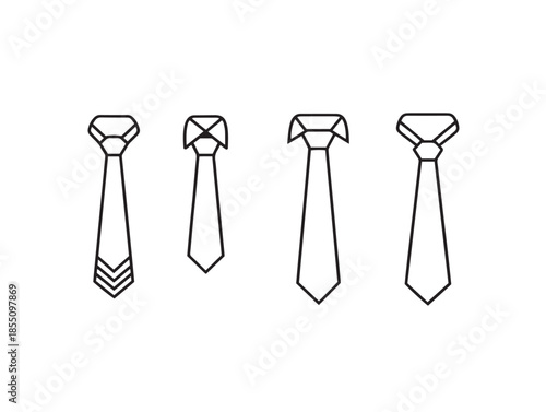 A Simple And Elegant Set Of Tie Icons In Minimalist Line Art Style