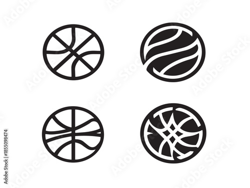 Simple basketball logo line art icons in a gorgeous minimalist style