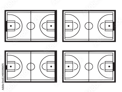 Nice basketball court vector icons with a beautiful minimalist line art