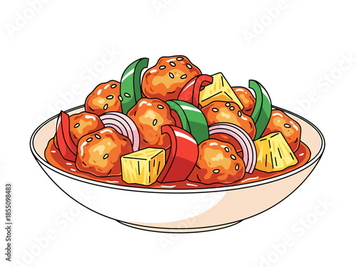 Delicious Sweet and Sour Chicken Dish in a Bowl