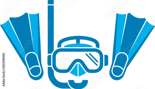 SEO Asset Details
Description (197 characters): Premium blue snorkeling kit icon with diving mask, snorkel, and swim fins. Professional vector illustration perfect for summer travel, tropical vacation