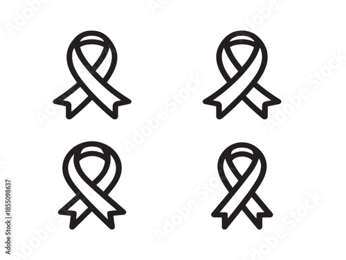 Simple breast cancer theme line art in a lovely minimalist icon set