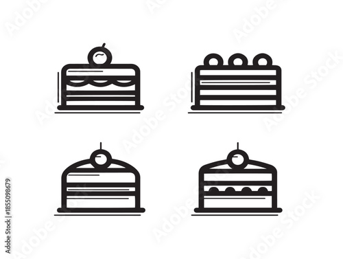 Nice cake logo line art icons in a beautiful minimalist vector style