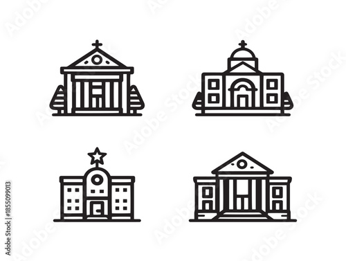 Simple college line art icons in a gorgeous clean minimalist set