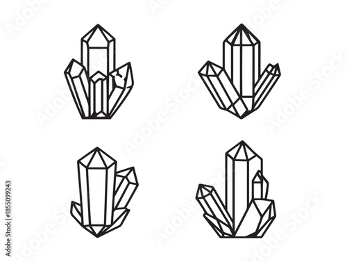 Nice crystal gem line art icons in a stunning minimalist design