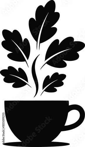 Oak Leaves Emerging From Coffee