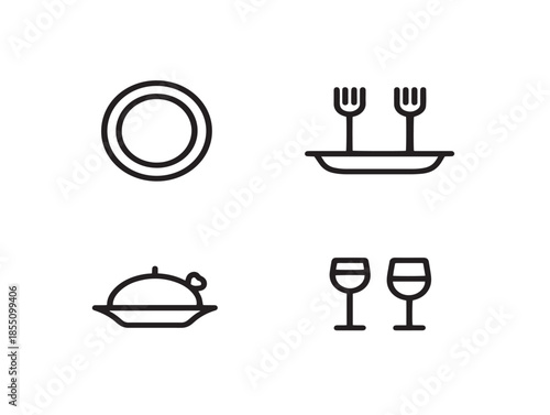 Beautiful dinner theme minimalist icons with a nice clean design