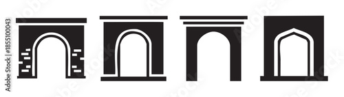 Four distinct architectural arch designs representing various styles and historical periods, suitable for diverse design elements.