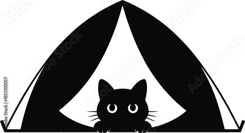 Cat Peeking Out From Tent