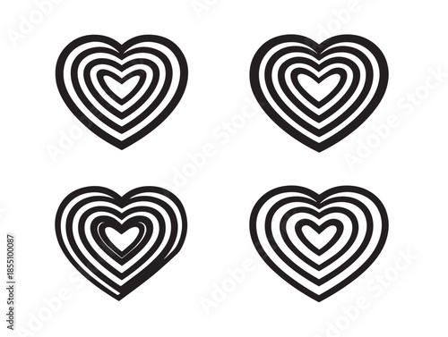 Gorgeous heart pattern line art icons in a stunning minimalist design