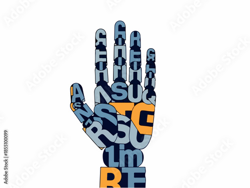 Hand-Shaped Typography Illustration Concept of Creativity, Structure, and Information