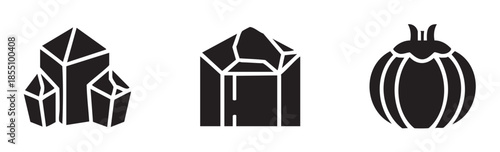 Three distinct black silhouette icons representing natural elements and forms for various design projects and digital applications.