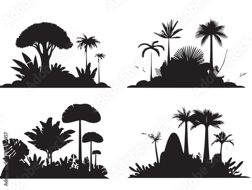 Stunning jungle background icons with a clean and beautiful minimalist art style