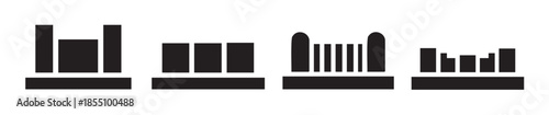 Abstract bar charts icons representing data visualization and statistical information for business, finance, and technology applications in a modern, minimalist design.