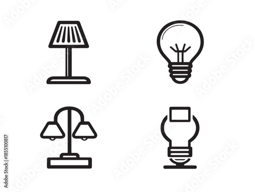 Nice lighting effect icons with a gorgeous minimalist two dimensional art style